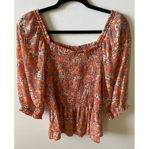 nanette nanette lepore Smocked Floral Top boho lightweight
